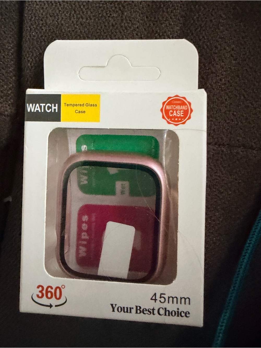 45mm Pink Tempered Glass Watch Case – Full Coverage Protective Sleeve